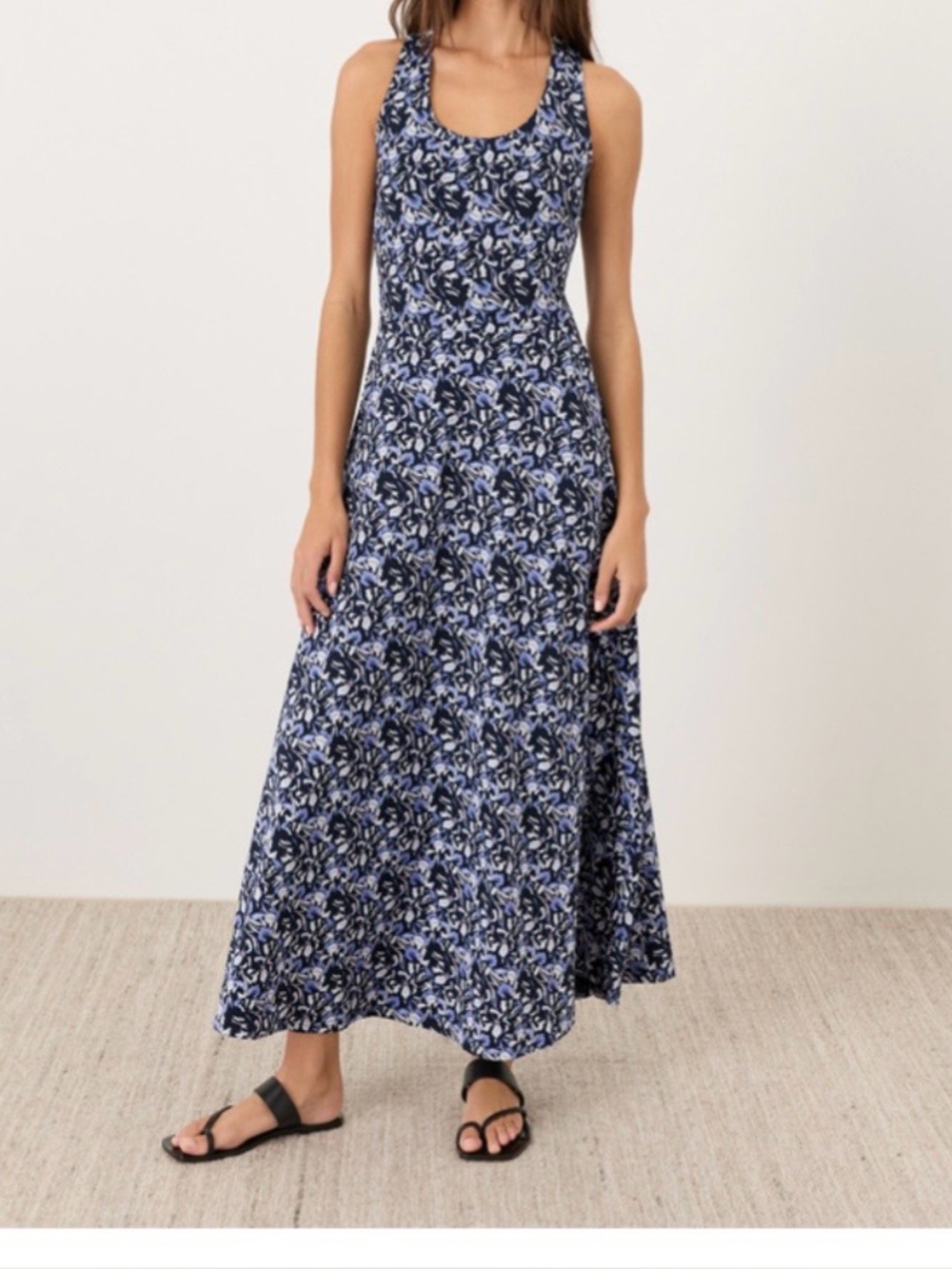 Pact Women's Paradise Petals Navy Blue Fit & Flare Open Back Maxi